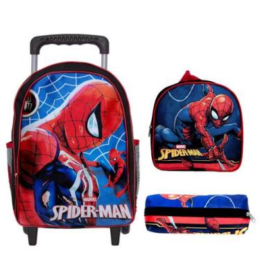 Imagem de Bolsa Escolar Menino Homem Aranha Grande Reforçada Rodinha - TOYS 2U