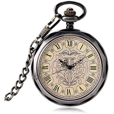 Imagem de Relógio De Bolso Mecânico Relógio De Corda Requintado Steampunk Estilo De Face Aberta Relógio De Bolso Corrente Moderno Relógio De Corda Manual,YUYANAIAI