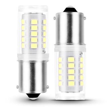 Imagem de Elmoyle 1156 BA15S 1141 7506 1003 Lâmpadas LED de cauda reserva de freio branco super brilhante 6000K substituição para trailer, carro, trailer, barco, porta-malas, 12-24 volts, pacote com 2