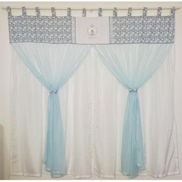 Imagem de Cortina Com Bandô Quarto Urso Prince Príncipe Azul Bebê Cinza 200mx170