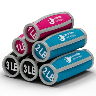 Imagem de Serenilite Conjuntos de pesos de mão para mulheres e homens com halteres macios para caminhada - Halteres de neoprene seguros e confortáveis com alças para caminhada, corrida, exercícios