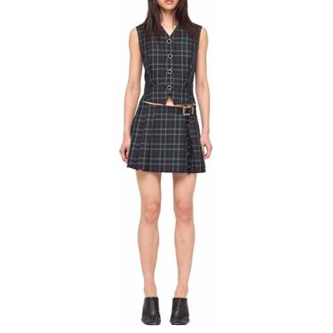 Imagem de Ronny Kobo Saia Tana feminina, Xadrez verde-marinho, GG