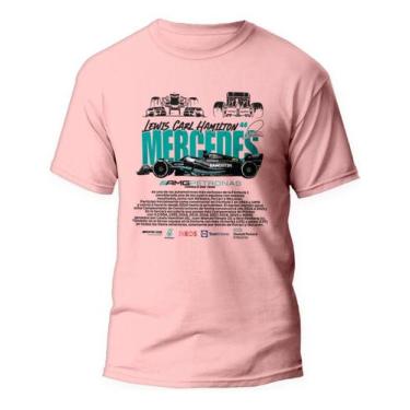 Imagem de Camiseta F1 Mercedes Lewis Hamilton Camisa Carros Algodão, Rosa, G