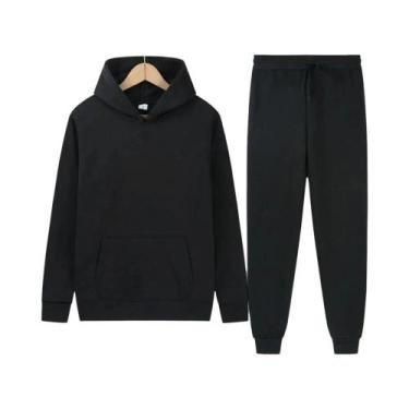 Imagem de Conjunto De Moletom Masculino Com Capuz Grosso Para Outono, Inverno E 