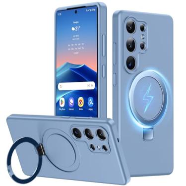 Imagem de JUNAUTTB Capa para Samsung Galaxy S25 Ultra, capa de telefone fina de silicone líquido macio, compatível com magnético, com suporte de anel, capa de telefone unissex à prova de choque slim fit durável