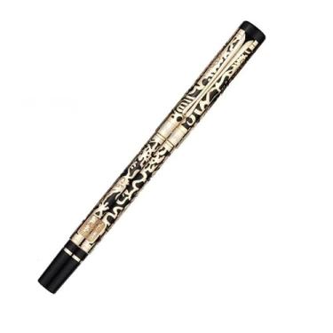 Imagem de Clouism Caneta-tinteiro de metal com dragão para negócios, presente de estudante, material escolar, artigos de papelaria (entalhe preto, F (0,5 mm))