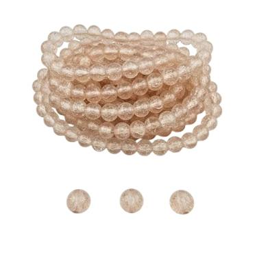 Imagem de DandS ltd Contas de vidro Crackle Lampwork para fabricação de joias, rosa pêssego, pulseiras vibrantes, colares, brincos, suprimentos de miçangas e kits de artesanato para joias artesanais, 80 peças