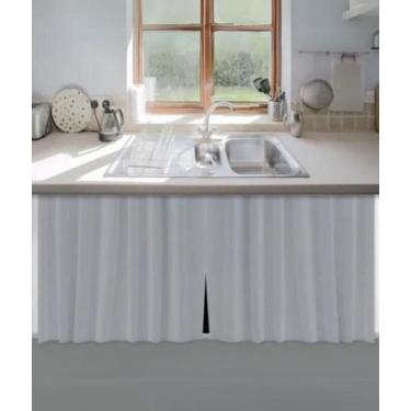 Imagem de Cortina Para Pia De Cozinha Balcão Blackout Lisa 1,38x80cm - VidaPrati