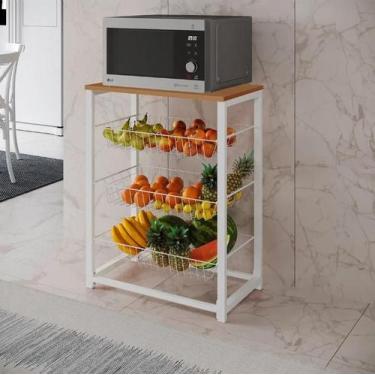 Imagem de Fruteira com Suporte para Micro-ondas Barcelona Aço Branco Cesto Branc