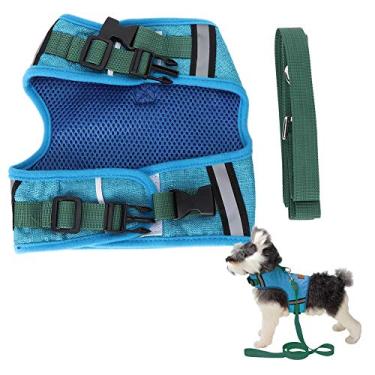 Imagem de Ainoli poliéster malha respirável estilo colete para animais de estimação cinta peitoral puxando corda de tração para cães gatos (eu)