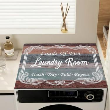 Imagem de Almofada de capa de poeira para máquina de lavar roupa de lavanderia, capas antiderrapantes de lavadora e secadora para a parte superior, tapete protetor de secadora para cozinha de lavanderia, 59,9