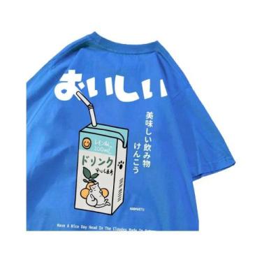 Imagem de Camiseta Unissex Oversized De Algodão Com Estampa De Gato Japonês, Man