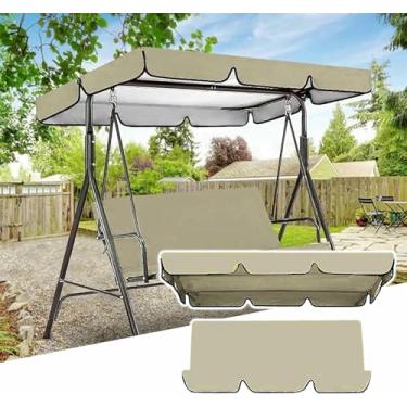 Imagem de Substituição Do Dossel Da Cadeira De Balanço Do Pátio, Cobertura Do Dossel Do Assento Do Balanço Da Varanda De 3 Lugares, Cobertura Superior Da Rede De Jardim À Prova De Rasgos Resistente À Prova De V