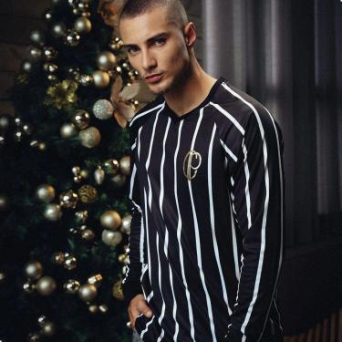 Imagem de Camisa Corinthians Retro Listrada CP Manga Longa Dry-Masculino