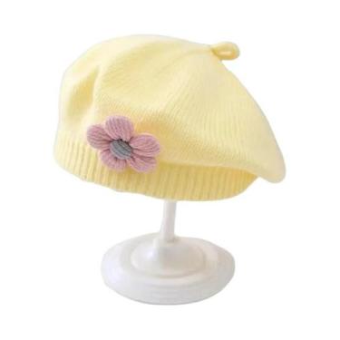 Imagem de Gorro De Inverno Quente Para Meninas Bebês, Chapéu De Flor Tricotado, 