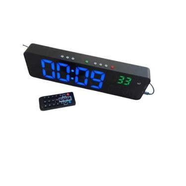 Imagem de Cronômetro e Relógio led controle remoto azul - telintec