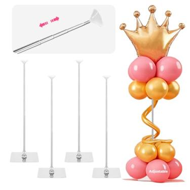 Imagem de Suporte de balão para conjunto de 4 mesas, com altura ajustável de 40 cm a 83 cm com base para mesa de centro de mesa, decorações de festa, dia dos namorados
