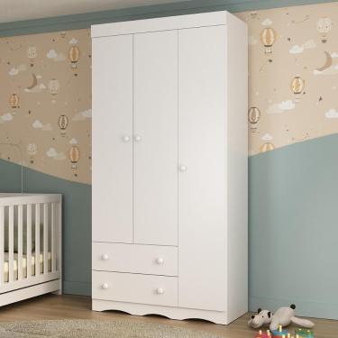 Imagem de Guarda-roupa Infantil 92cm 3 Portas E 2 Gavetas Realeza Multimóveis Mp4452 Branco Branco