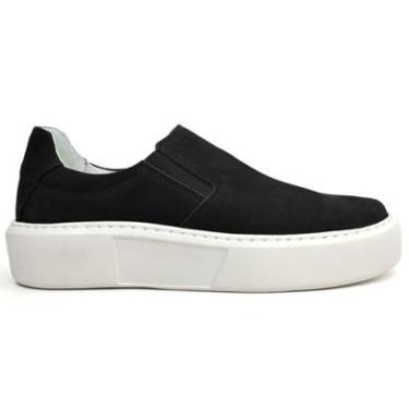 Imagem de Sapatênis Slip on Masculino Sola Alta Couro Legítimo Camurça-Masculino