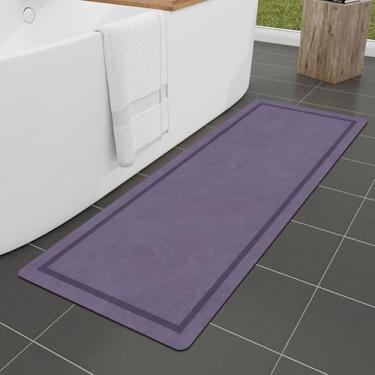 Imagem de chakme Tapete de banheiro grande 149 x 24, tapete mágico ultrafino tapete de banheiro antiderrapante tapetes de banho absorventes de secagem rápida para piso de banheiro, (roxo, 150 x 61 cm)