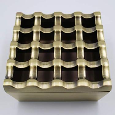 Imagem de Cinzeiros de metal para cigarros e charutos Cinzeiro à prova de vento para uso em casa, hotel, jardim e mesa, 1 peça (Bronze, médio - 16 furos)