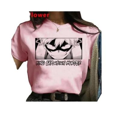 Imagem de Camiseta Feminina Branca My Hero Academia Bakugou Harajuku Kawaii Top 