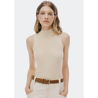 Imagem de Regata Básica Feminina Gola Alta Em Tricô Canelado-Feminino