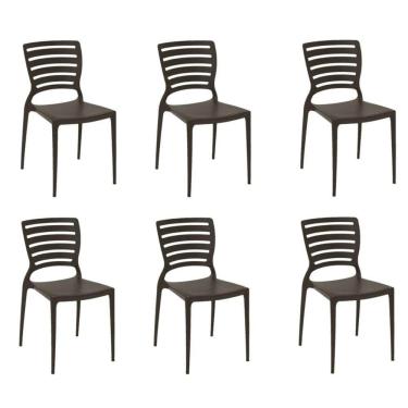 Imagem de Kit 6 Cadeiras Sofia Marrom Tramontina Encosto Vazado Horizontal 92237/109