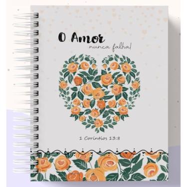 Imagem de Caderno A5 capa dura com versículos coleção Palavras de Esperança, caderneta para anotações, caderno de anotações pautado ou sem pauta para estudo, organização e uso diário (O AMOR NUNCA FALHA,200 PÁGINAS)