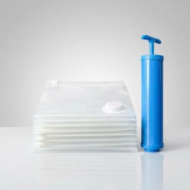 Imagem de Kit 10 Saco A Vácuo 60x80 Organizador Mala Roupas Viagem Edredom Cober