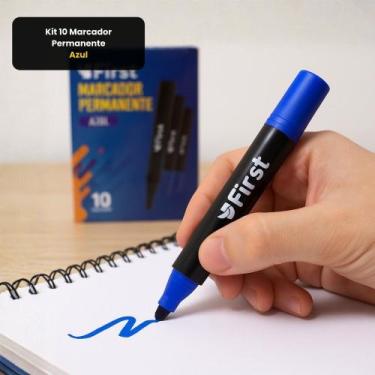 Imagem de Kit 10 Marcador Permanente - azul - FIRST