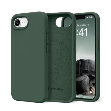 Imagem de SuydanBox Capa magnética para iPhone 16e, compatível com MagSafe, [forro de microfibra macio antiarranhões] Capa protetora de silicone fino à prova de choque para iPhone 16E 6,1 polegadas, verde