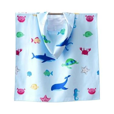 Imagem de Roupão Infantil Com Capuz Dupla Face De Toalha Felpuda Grossa Impermeá