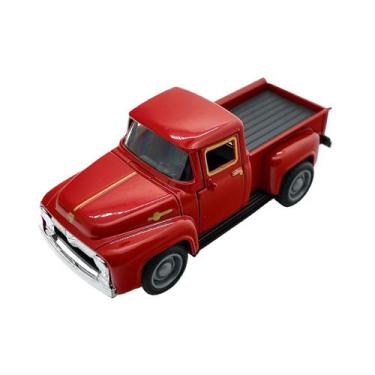 Imagem de Caminhonete vermelha retrô de brinquedo em liga fundida em escala 1:32