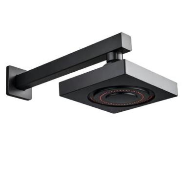 Imagem de Ducha Chuveiro Autolimpante Preto Fosco Quadrado Aquecedor a Gás ou So