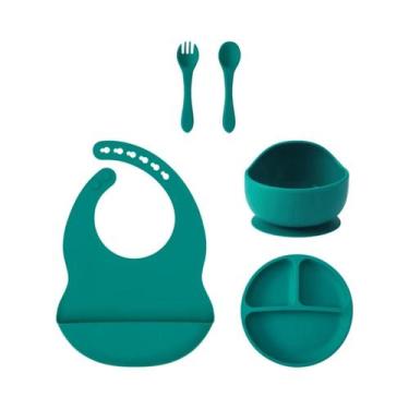 Imagem de Conjunto De Alimentação Para Bebês Em Silicone Com 5 Peças, Prato Com 