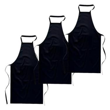 Imagem de Kit com 3 Avental Frontal Liso Oxford Preto - Loja Loja