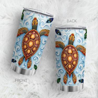 Imagem de Caneca de café Tumbler Oasisdream 600 ml com estampa de tartaruga