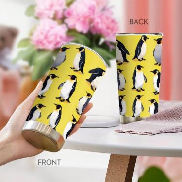 Imagem de Caneca de café Tumbler Oasisdream 600 ml com estampa de pinguim