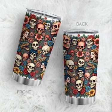 Imagem de Caneca de viagem Oasisdream Tumbler de aço inoxidável 600mL com tampa