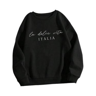 Imagem de Moletom Feminino Multicolorido Y2K Com Estampa La Dolce Vita, Pullover