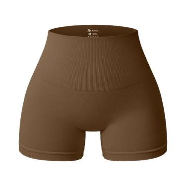 Imagem de Shorts De Yoga Femininos De Cintura Alta Sem Costura Com Efeito Levant