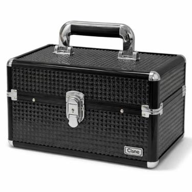 Imagem de Maleta de Maquiagem Cisne Preta e Prata com 2 Bandejas Csn-a152