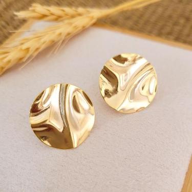 Imagem de Brinco Circulo Ondulado de Pressão - Duluxo Acessórios