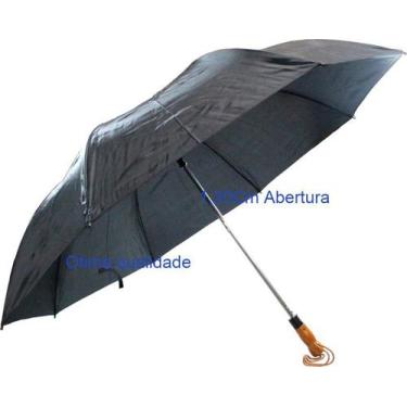 Imagem de Guarda chuva Preto Gigante Automático Cabo Madeira 1,20CM 8 Varetas - 