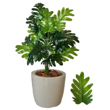 Imagem de Planta Artificial Bananinha + Vaso Polietileno Cores - Cinza - PLANDEC