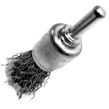 Imagem de Escova de aço tipo pincel arame ondulado 1" com haste 1/4" 11307 - DIV