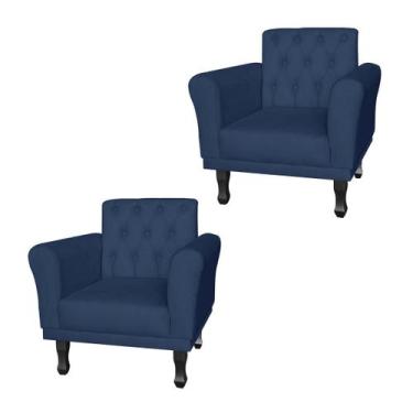 Imagem de Kit 2 Poltronas Decorativas Pés Luis VX Para Clínica Classic Suede Azu