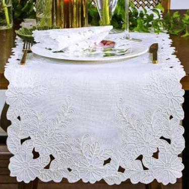 Imagem de Caminho de Mesa Retangular Passione 40x140cm - Catran, Branco