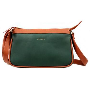 Imagem de Bolsa em couro feminina alça transversal Artlux - artlux, Verde, Laran